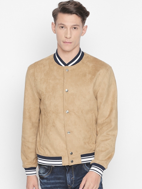 

Basics Men Beige Solid Bomber Jacket