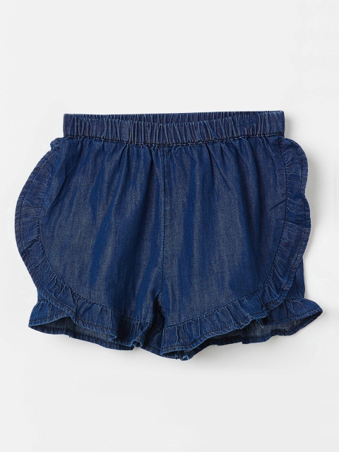 

Juniors by Lifestyle Girls Navy Blue Solid Regular Fit Denim Shorts