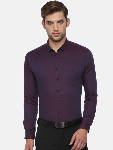 

V Dot Men Purple Slim Fit Printed Formal Shirt