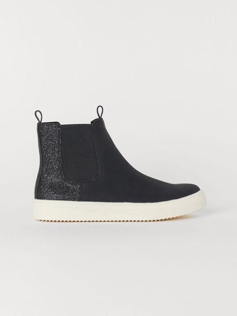 

H&M Girls Black Solid Warm-Lined Chelsea boots