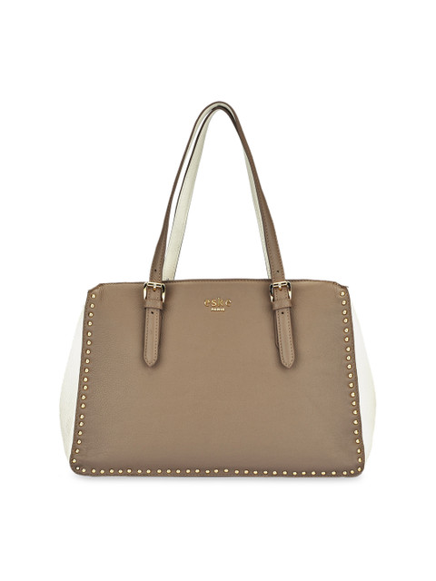

Eske Beige Colourblocked Leather Shoulder Bag