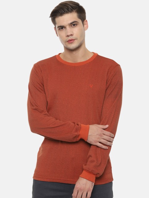 

Allen Solly Men Rust Orange Printed Slim Fit Round Neck T-shirt