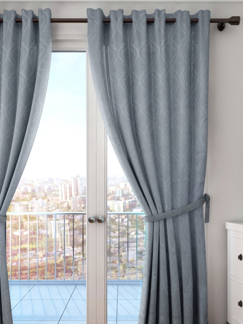 

HOUZZCODE Grey Single Ethnic Motifs Room Darkening Curtain