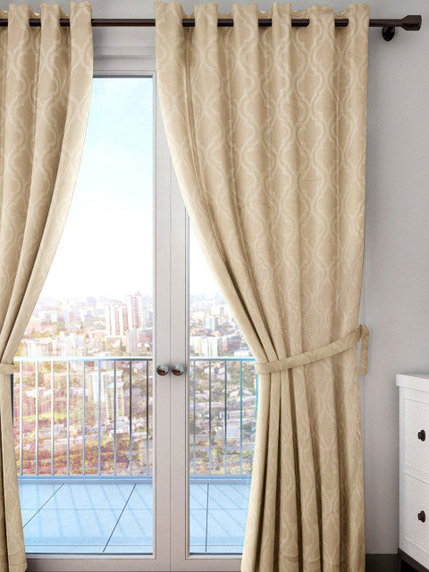 

HOUZZCODE Beige Set of Single Curtain Curtains