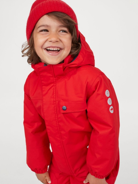 

H&M Boys Red Solid Waterproof All-In-One Suit