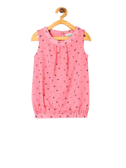 

Cherokee Girls Pink Printed Blouson Top