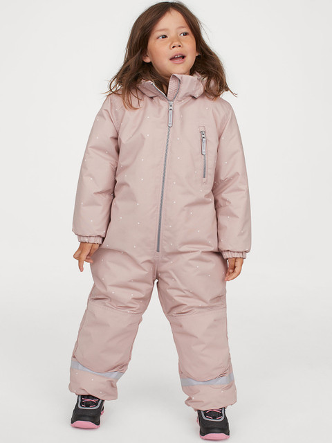 

H&M Girls Pink Solid Water-Repellent All-In-1 Suit