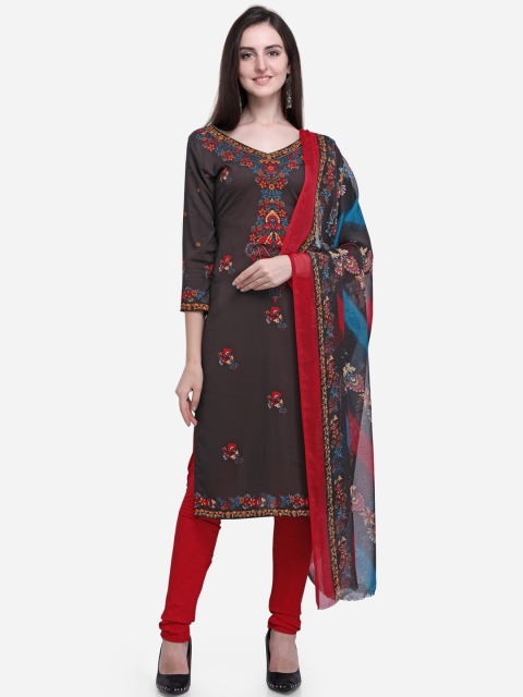 

Satrani Brown Poly Crepe Unstitched Dress Material