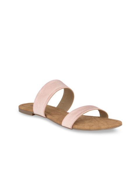 

SOLES Women Pink Solid Open Toe Flats