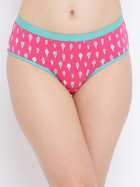 

Clovia Women Pink& Green Printed Mid-Rise Hipster Briefs PN3139A14XL