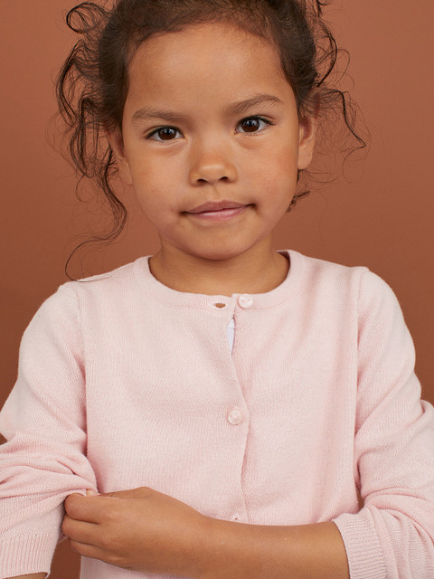 

H&M Girls Pink Solid Fine-Knit Cotton Cardigan