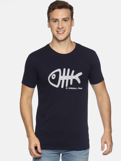

T-Tog Men Navy Blue Printed Round Neck T-shirt