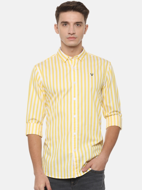 

Solly Jeans Co. Men Yellow & White Regular Fit Striped Casual Shirt