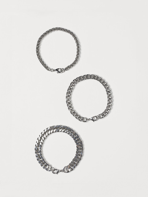 

H&M Men 3-Pack Bracelets, Silver