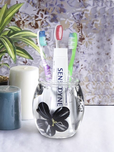 

OBSESSIONS Transparent & Black Glass Toothbrush Holder