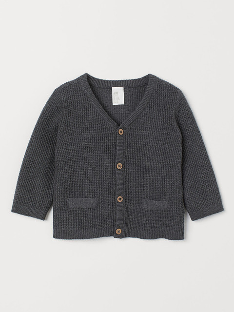

H&M Boys Grey Solid Cotton Cardigan