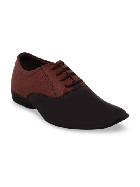 

FAUSTO Men Brown & Tan Brown Colourblocked Party Oxfords