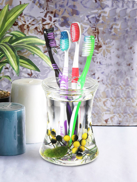 

OBSESSIONS Yellow & Transparent Glass Toothbrush Holder