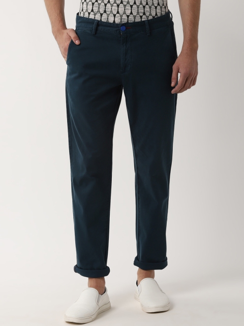

Peter England Casuals Men Navy Blue Slim Fit Solid Regular Trousers
