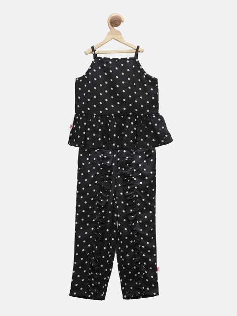 

First Kick Girls Black & White Polka Dot Printed Top with Trousers