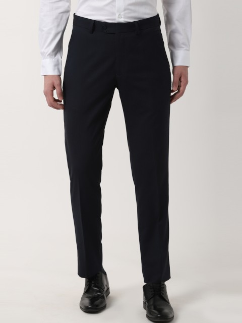 

Peter England Men Navy Blue Slim Fit Solid Formal Trousers