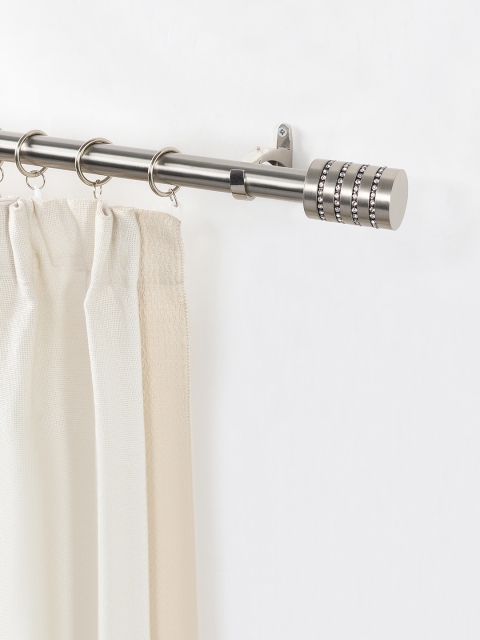 

Deco Window Silver-Toned Iron Curtain Rod With Brackets & Finials