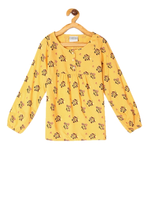 

Cherokee Girls Yellow Floral Print Top
