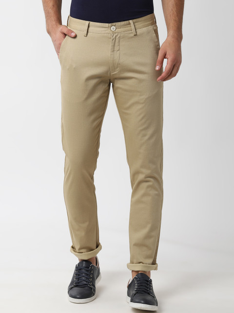 

Peter England Casuals Men Beige Slim Fit Solid Regular Trousers