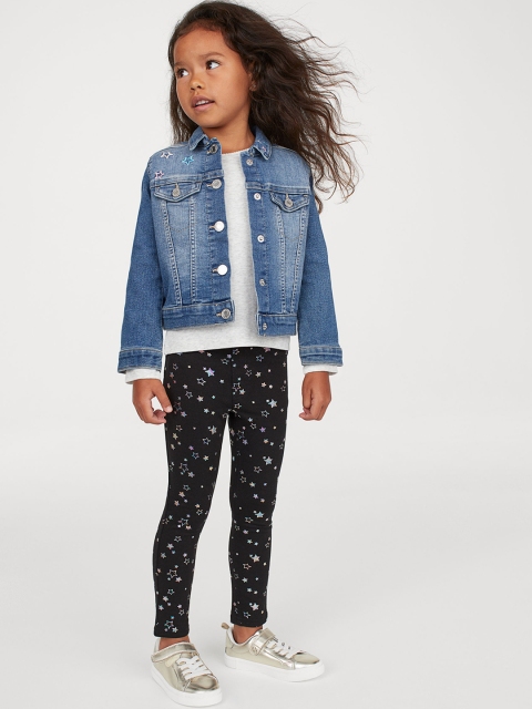 

H&M Girls Black Printed Treggings