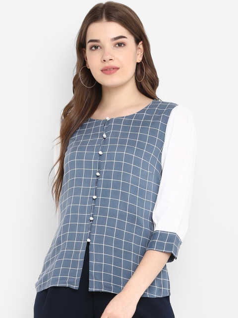 

FOSH Women Grey Regular Fit Checked Casual Shirt