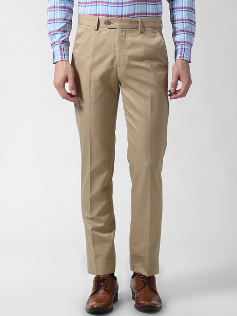 

Peter England Men Beige Slim Fit Solid Formal Trousers