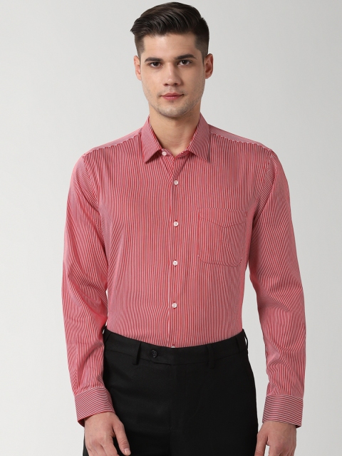

Peter England Men Red & White Regular Fit Striped Formal Shirt