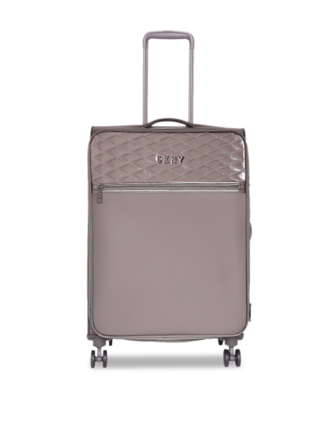 

DKNY Unisex Grey Solid Quilted Soft Soft-Sided Large Trolley Suitcase