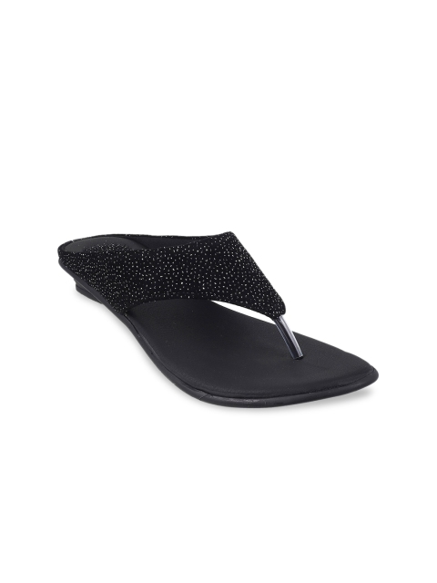 

WALKWAY Women Black Solid Open Toe Flats