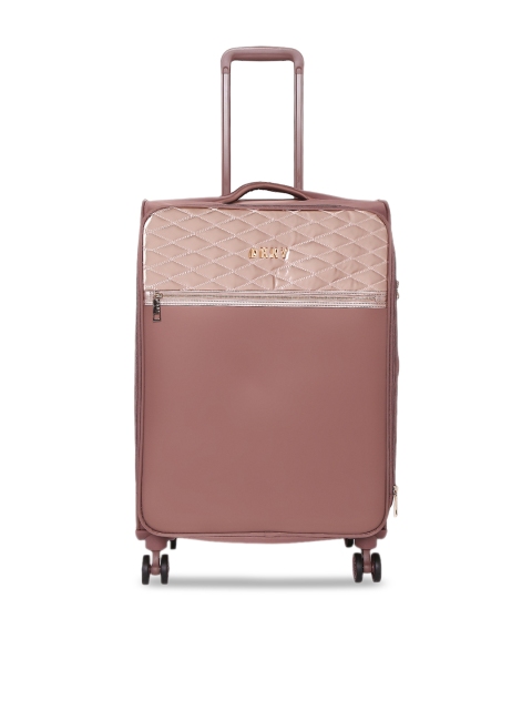 

DKNY Unisex Pink Solid Quilted Soft Soft-Sided Cabin Trolley Suitcase