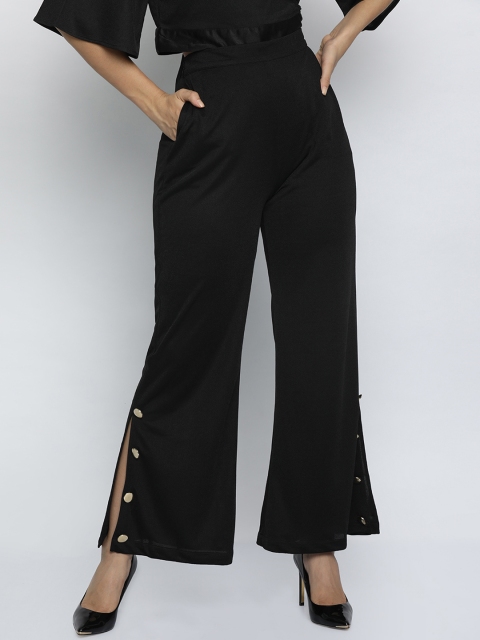 

ISU Women Black Relaxed Straight Leg Regular Fit Solid Parallel Trousers