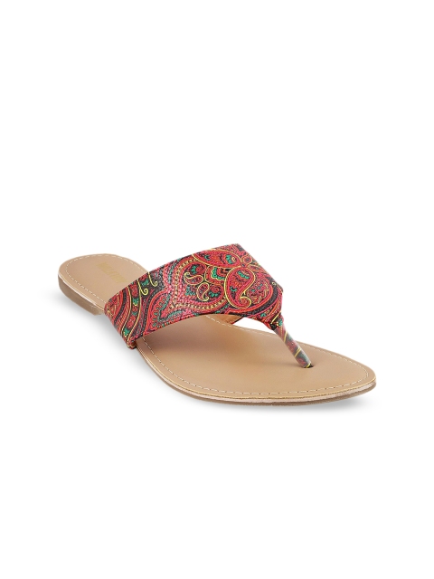 

WALKWAY Women Red Printed Open Toe Flats