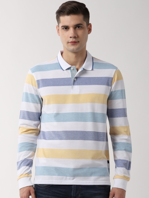 

Peter England Casuals Men Multicoloured Striped Polo Collar T-shirt, Multi