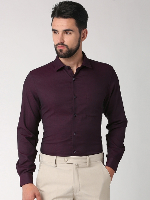 

Peter England Elite Men Purple Regular Fit Self Design Formal Shirt