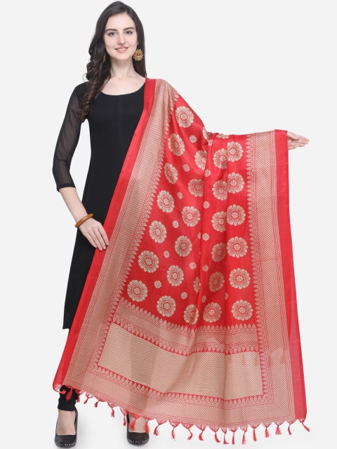 

Satrani Red and Beige Printed Dupatta