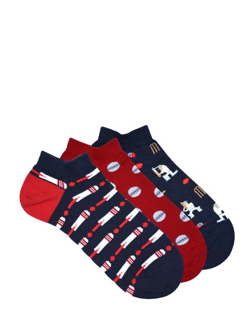 

Balenzia Unisex Pack of 3 Assorted Patterned Ankle-Length Socks
