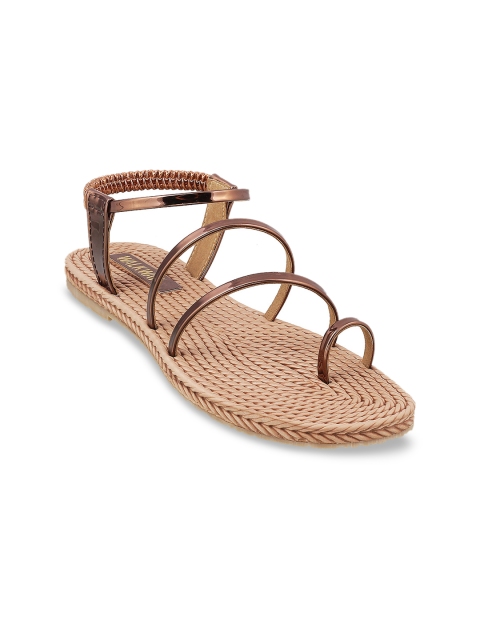 

WALKWAY Women Bronze-Toned Solid One Toe Flats