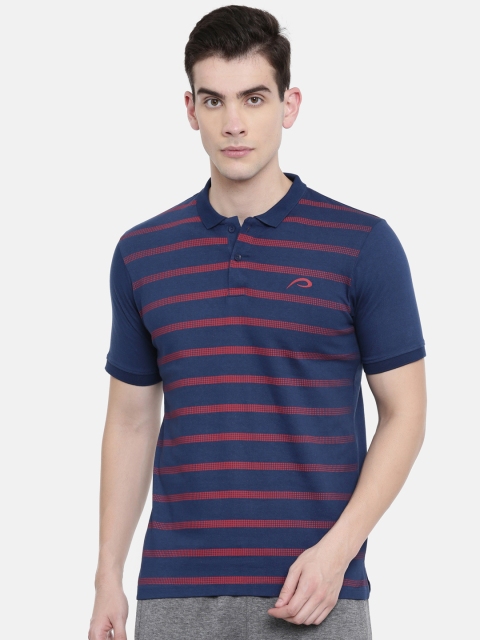 

Proline Men Blue & Red Striped Polo Collar T-shirt