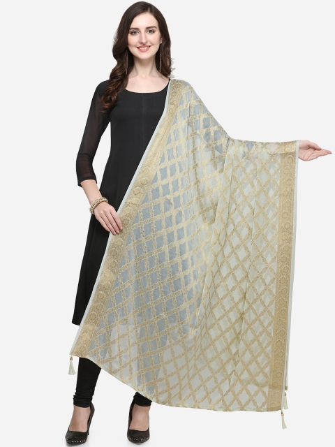 

Satrani Grey Banarasi Jacquard Woven Design Dupatta