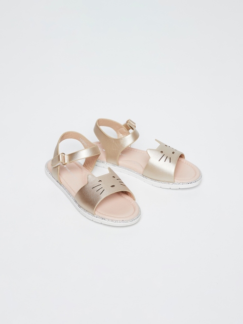 

Fame Forever by Lifestyle Girls Gold-Toned Printed Open Toe Flats