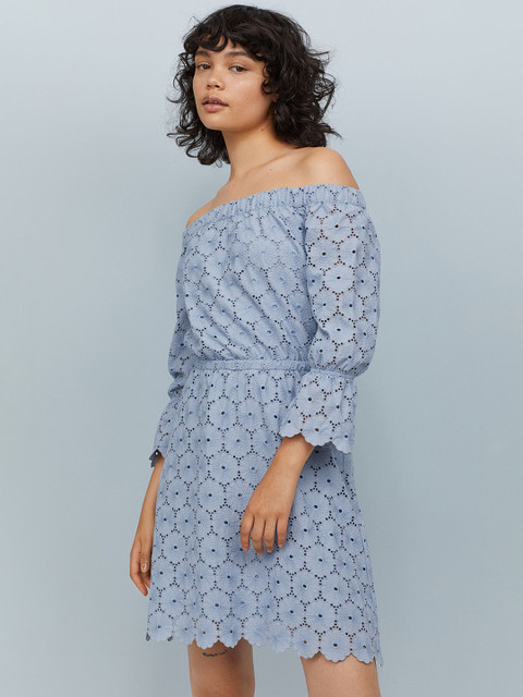 

H&M Women Blue Off-The-Shoulder Dress