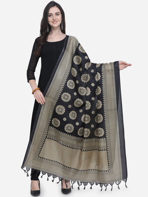 

Satrani Women Black & Beige Banarasi Style Printed Dupatta
