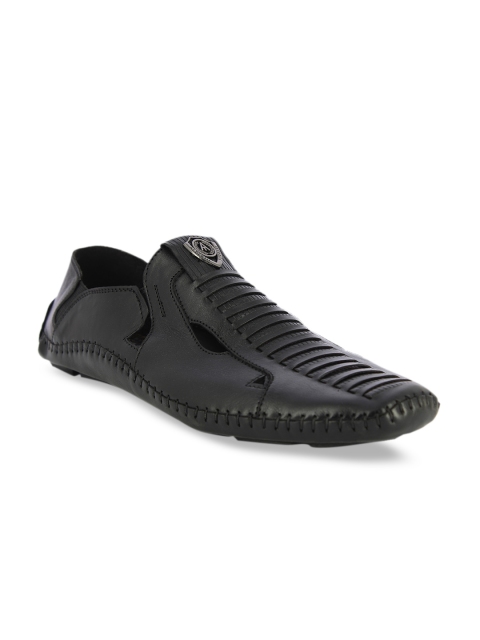 

Alberto Torresi Men Black Leather Shoe-Style Sandals