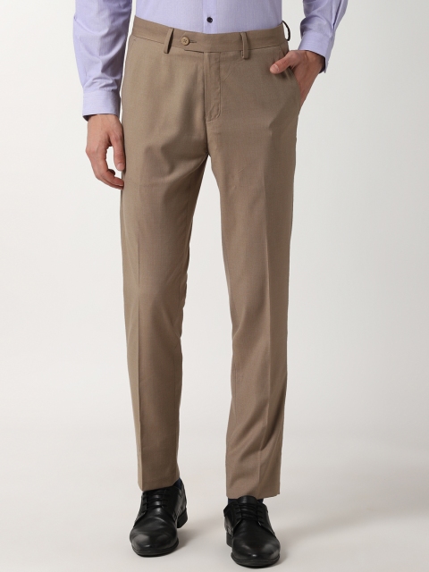 

Peter England Elite Men Khaki Slim Fit Self Design Formal Trousers