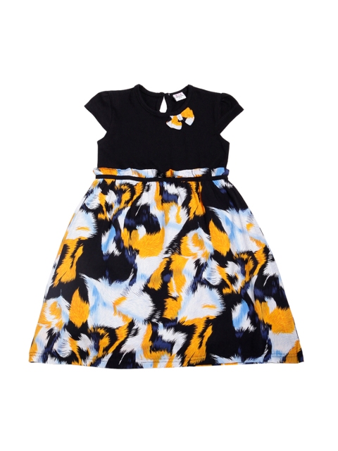 

Lil Orchids Girls Black Floral Print Fit and Flare Dress